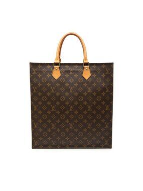 Louis Vuitton Monogram Sac Plat Tote Brown Leather